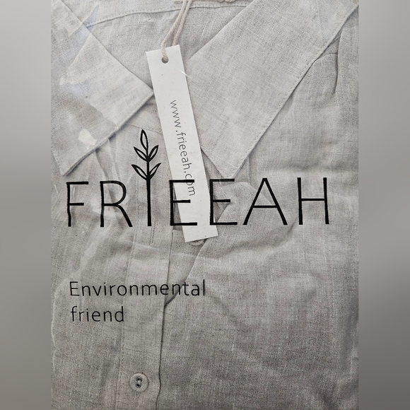 NWT - Flax-Linen Frieeah Ivory Midi Shirtdress with Pockets & Belt - Size XL - Picture 6 of 7